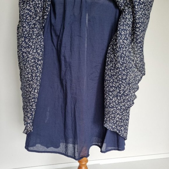 Ulla Johnson Malena Blue Floral Cotton Print 3/4 Sleeve Midi Dress Size 10 - Picture 6 of 9